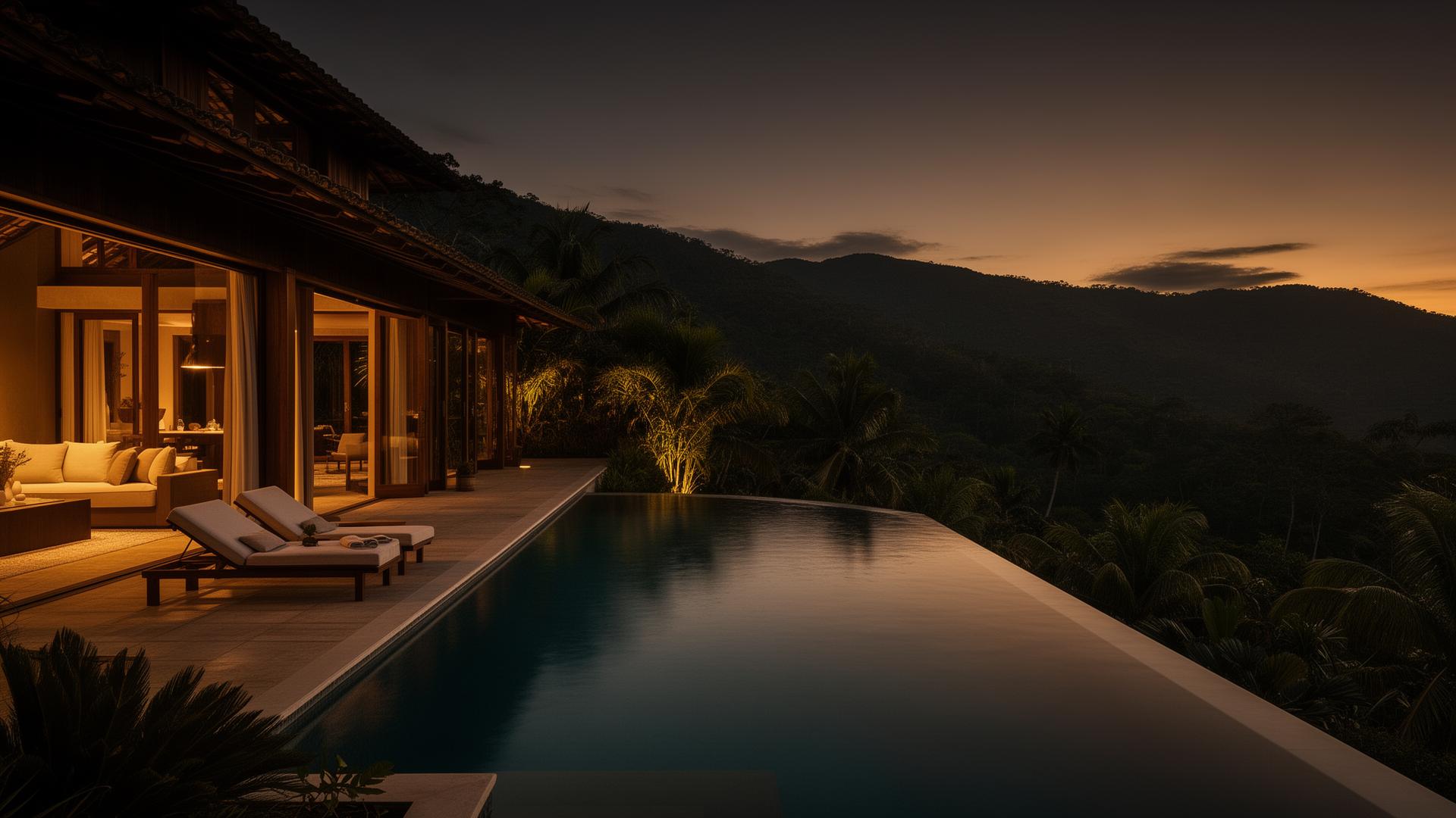 Pousada premium ao entardecer
